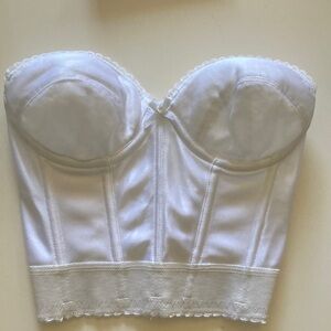 Vintage Deadstock NEW bustier corset white 34A boned bra lingerie 60’s 70’s 80’s
